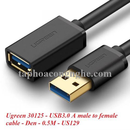 Ugreen 30125 0.5M màu Đen Cáp tín hiệu nối dài USB 3.0 cao cấp US129 30030125
